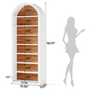 Axyaa White Arched Bookshelf with Storage Shelves, 8-Tier Open Display Shelving