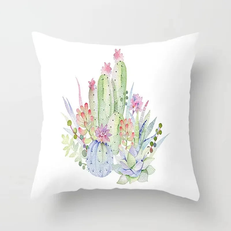 Axyaa Cactus Flower Succulent Plant Pillow Cover - Home Decorative Cushion Cover