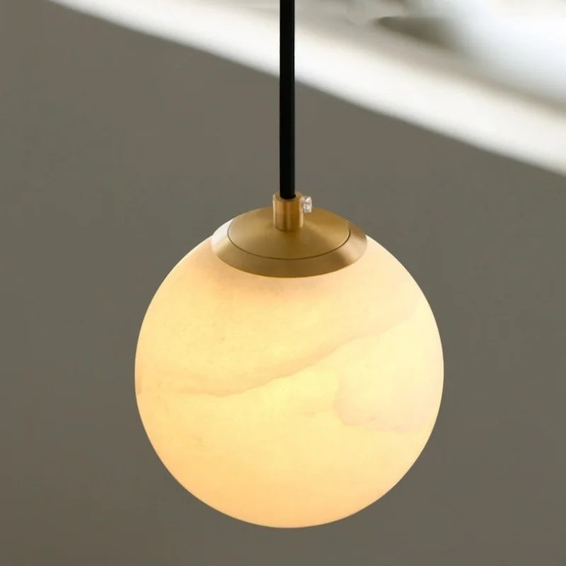 Axyaa Cloud Stone LED Pendant Light - Gold/Copper Round Lampshade - Modern Hanglamp