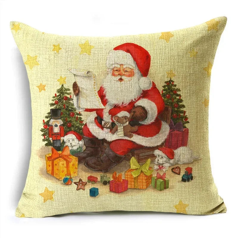 Axyaa Christmas Pillow Covers: Santa Socks Nutcracker Throw Pillowcase for Home Decor