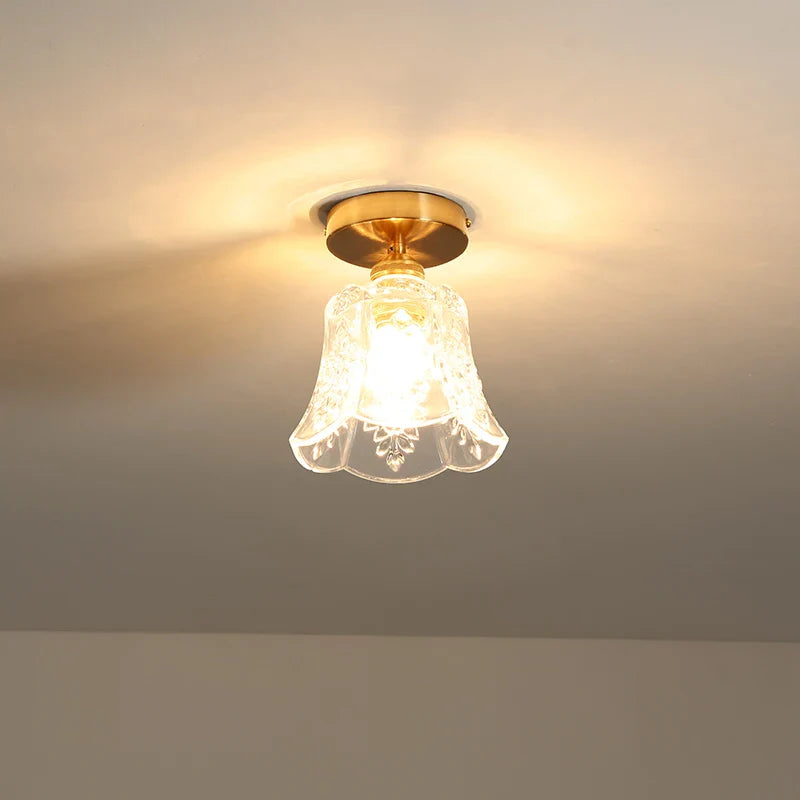 Axyaa Copper Glass LED Ceiling Light for Home Decor - Nordic Style Fixtures