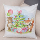 Axyaa Christmas Cartoon Animal Cushion Cover - Santa Claus Pillowcase