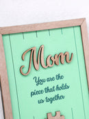 Axyaa Wooden 'Mom' Puzzle Frame, Green Wall Art Ornaments, Home Decor, Mother's Day Gift