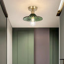 Axyaa Green Glass Copper Ceiling Light Fixture - Modern LED Kitchen Balcony Lamp