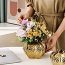 Axyaa Pomegranate Shape Ceramic Vase with Gold-plating for Artificial Flowers