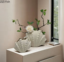 Axyaa Shell Ceramic Vase Desktop Decor Ornament Hydroponic Flower Arrangement