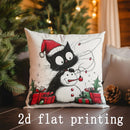 Axyaa Christmas Cats and Snowman Pillow Cover for Sofa Bedroom Car.