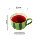 Axyaa Cartoon Watermelon Fruit Ceramic Mug - Cute Breakfast Office Coffee Cup