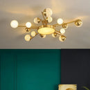 Axyaa Gold Crystal Pendant Light - Modern Dimmable Bedroom Hanging Lamp