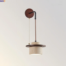 Axyaa Wabi Sabi LED Wall Light Yellow Travertine Stone Wooden Bedside Lamp