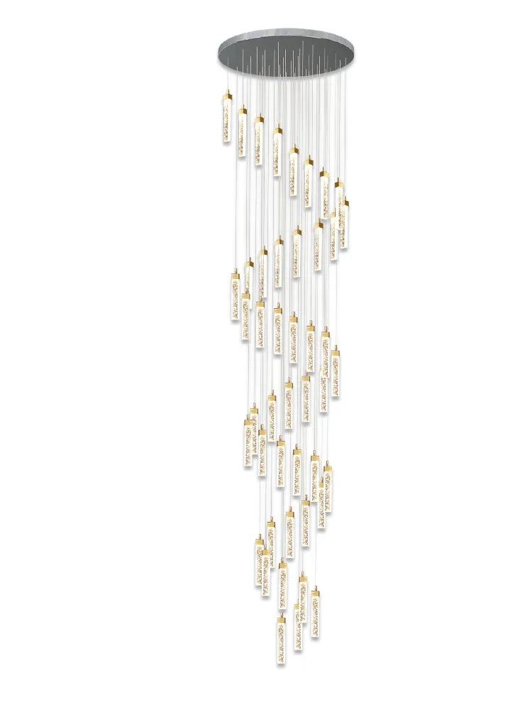 Axyaa Crystal Ceiling Chandelier: Modern Nordic Pendent Lamp, Long Staircase Chandelier