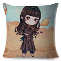 Axyaa Beautiful Girl Pattern Linen Pillowcase for Living Room and Bedroom