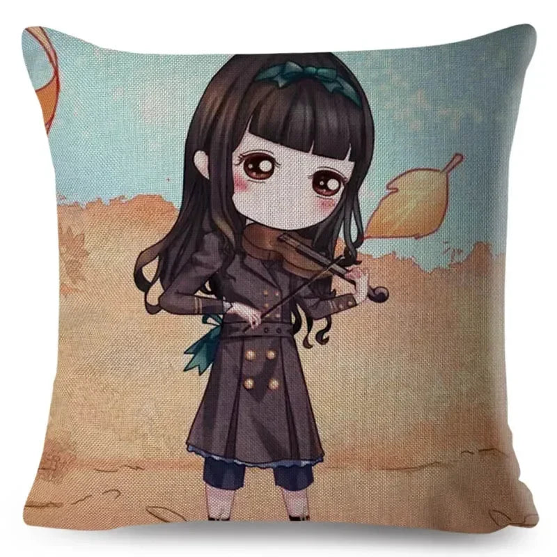 Axyaa Beautiful Girl Pattern Linen Pillowcase for Living Room and Bedroom