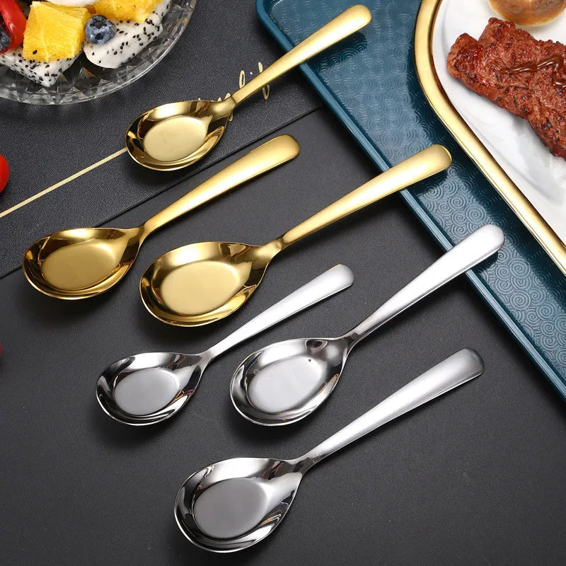Axyaa Stainless Steel Long Handle Soup Spoon Ice Cream Teaspoons Coffee Spoons