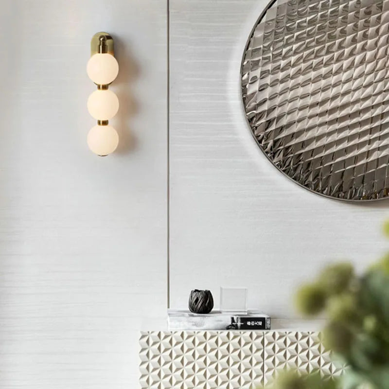 White Acrylic Ball Wall Lights Gold Metal Dimmable for Parlor Bedroom Stairs Aisle - Axyaa