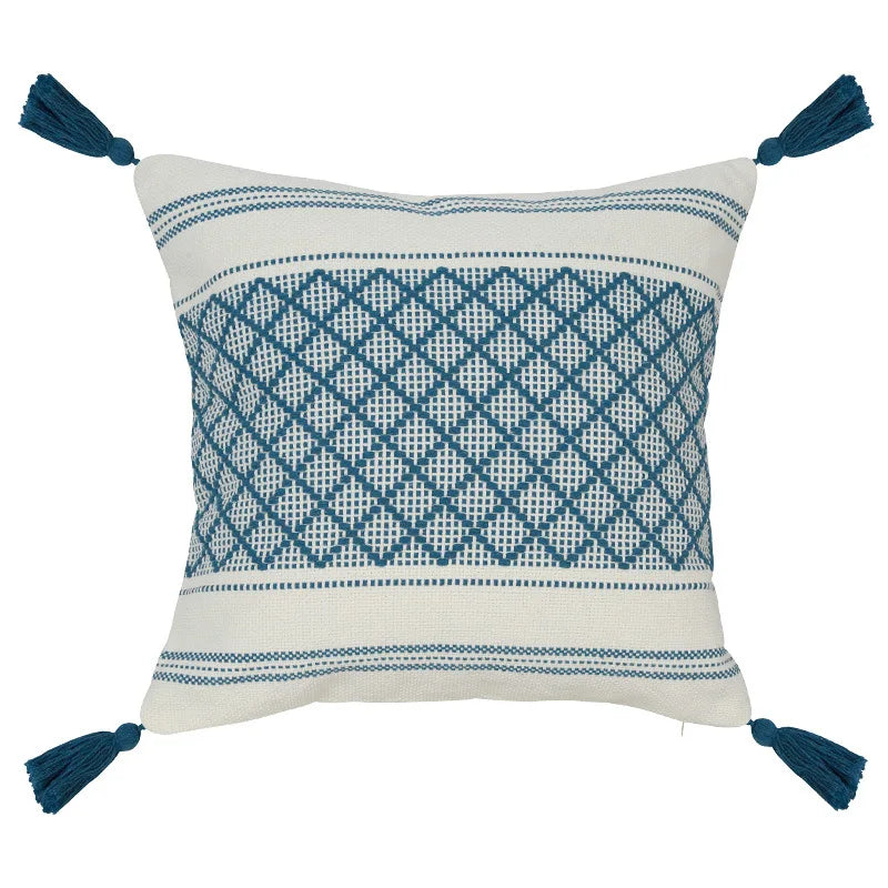 Axyaa Tufted Knit Tassel Cushion Cover 45x45cm Linen Throw Pillowcase