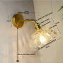 Axyaa Nordic Modern LED Wall Lights Copper Glass Pull Chain Switch Home Decor