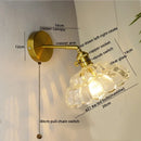 Axyaa Nordic LED Wall Lights Glass Copper Pull Chain Switch for Home Decor