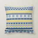 Axyaa Navy Blue Yellow Grey Floral Tribal Pattern Pillow Cover for Home Decor