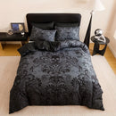 Axyaa Black Floral Duvet Cover Set: Soft, Breathable, All Seasons 3-Piece Set