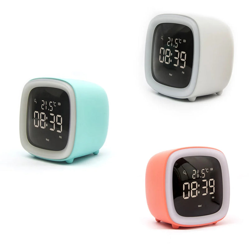 Axya Digital Alarm Clock Night Light Rechargeable Desk Clock Kids