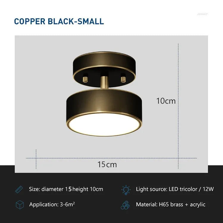 Axyaa Round Copper LED Ceiling Lights for Home Decor, Bedroom, Living Room