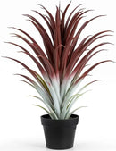 Axyaa Hyper Realistic Big Red Aloe Vera Plant 26" Tall in Matte Black Pot