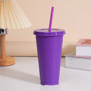 Axyaa 24oz Solid Color Reusable Cold Cup with Lid and Straw