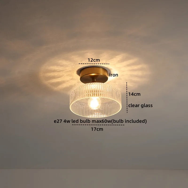 Axyaa Copper Glass LED Ceiling Light for Home Decor - Nordic Style Fixtures