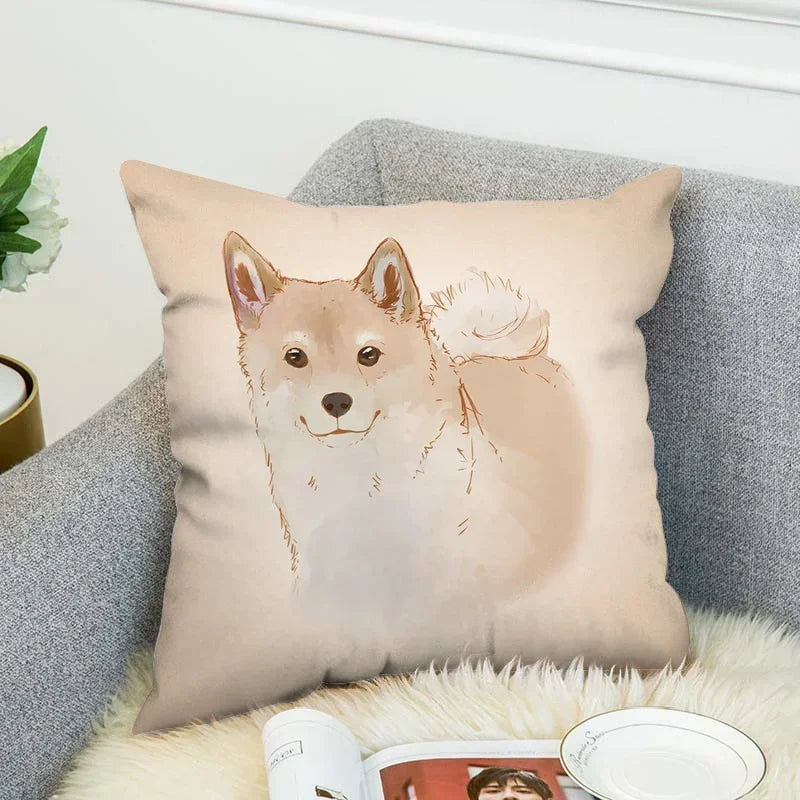 Axyaa Shiba Inu Pillow Cover for Decorative Home and Car Cushions