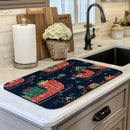 Axyaa Snowflakes Drying Mat: Absorbent Anti-Slip Placemat for Table Cup Drying Mats