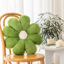 Axyaa Flower Shaped Faux Fur Pillow, 45x45cm, Green, Orange, Pink, Brown