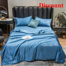 Axyaa Ice Silk Embroidered Quilt Set - Luxury European Style Cooling Blanket