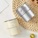 Axyaa Little Bear Stainless Steel Coffee Cup with Wooden Pad