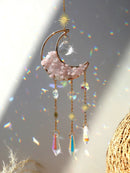 Axyaa Moon Crystal Suncatcher with Colorful Prism Pendant - Garden, Patio, Home Décor
