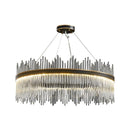 Axyaa Black/Gold Metal Crystal Chandelier LED Pendant Light Luxe Dimmable Fixture