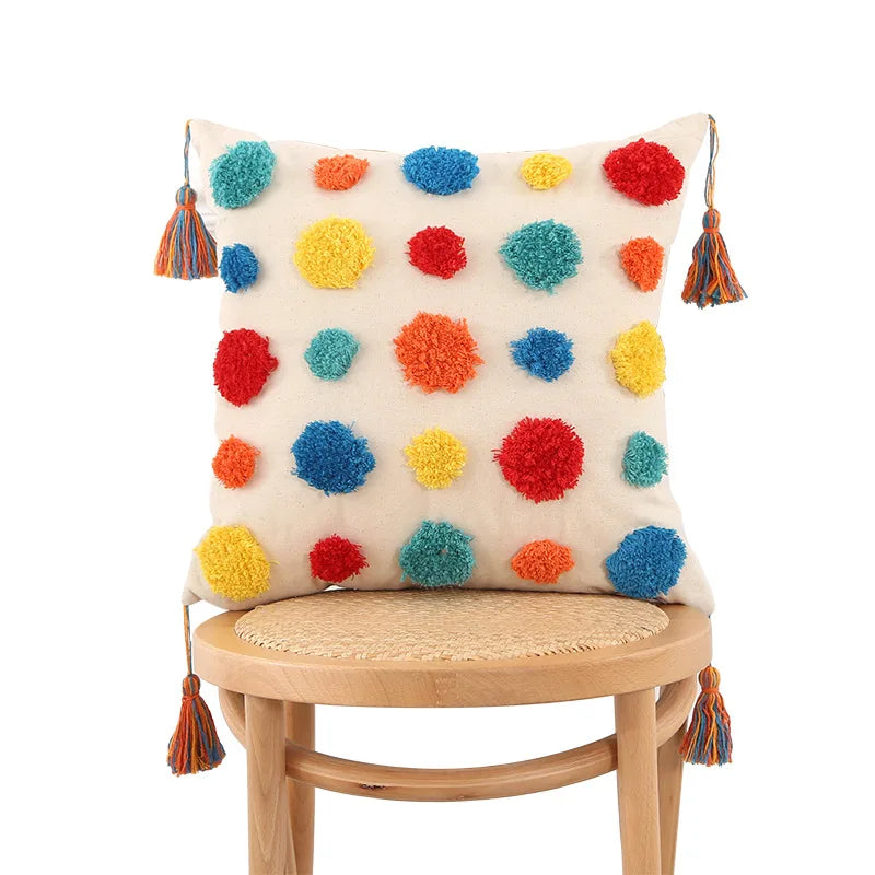 Axyaa Bohemian Tufted Nordic Pillow Cover for Home Decor 45x45 - Living Room, Sofa, Car