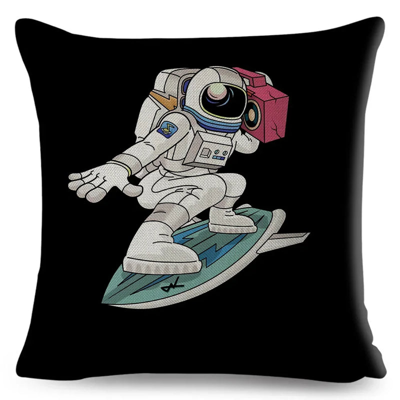 Axyaa Astronaut Sports Cushion: Fun Home Decor for Kids Room, Planet & Music Theme