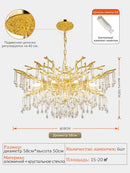 Axyaa Modern Crystal Chandelier: Nordic Luxury Gold Raindrop Pendant Lamp for Living Room