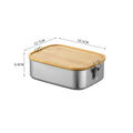 Axyaa Stainless-Steel Bento Box with Wooden Lid: Leak-Proof Food Container