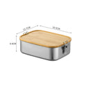 Axyaa Stainless-Steel Bento Box with Wooden Lid: Leak-Proof Food Container