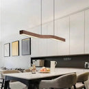 Axyaa LED Pendant Chandelier | Retro Walnut Wood Metal Hanging Lamp for Dining Table