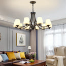 Axyaa Black Iron Glass Shade Chandelier: Industrial Farmhouse Style Lighting