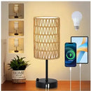 Axyaa Rattan Shade Bedside Lamp with Bulb, 3 Dimmable Settings