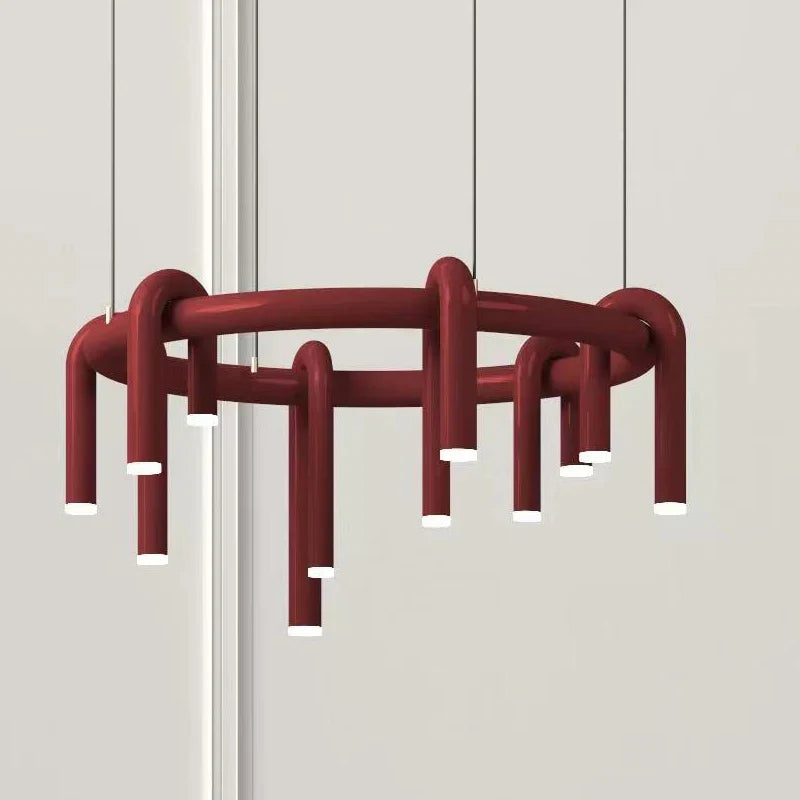 Axyaa Red U-Shaped Chandelier: Modern Minimalist Nordic Lighting