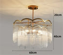 Axyaa Glass Rod Crystal Chandelier Gold Pendant Luxury Hanging Lamp