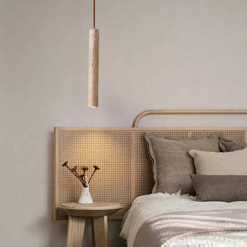 Axyaa Wood Tube Pendant Chandelier Japanese Style Modern G9 LED Bedroom Lamp