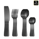 Axyaa Black Stainless Steel Cutlery Set - Knife, Fork, Spoon - 24pcs Home Hotel