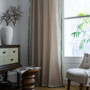 Axya Daisy Print Tassel Cotton Linen American Kitchen Curtain