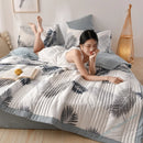 Axyaa Leaf Print Washed Cotton Quilt Air-conditioning Comforter Blanket Bedspread